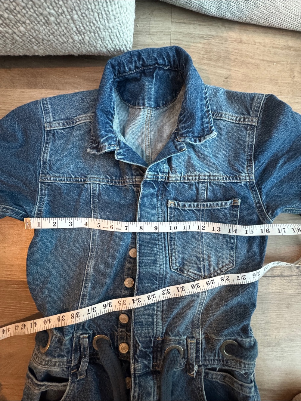 FREE PEOPLE Edison Wide Leg Denim Coverall Jumpsuit Size XS - Picture 4 of 7